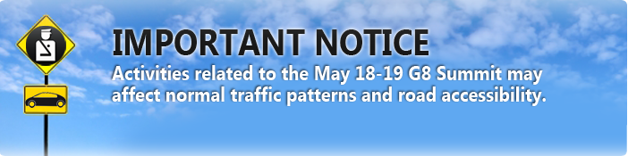 G8 Summit may effect traffic patterns. Get more information... 