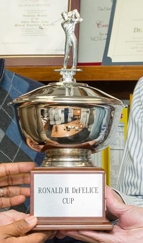Close up of Defelice trophy