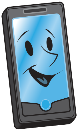 Drawing of a cell phone. Click for instructions on how to add important contact information to your phone.