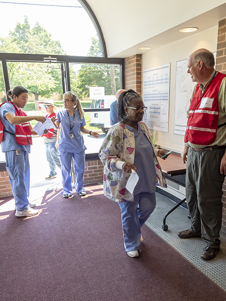 EHS and Frederick County Health Department staff directed participants through the drill, all with one goal: get them through as quickly as possible.