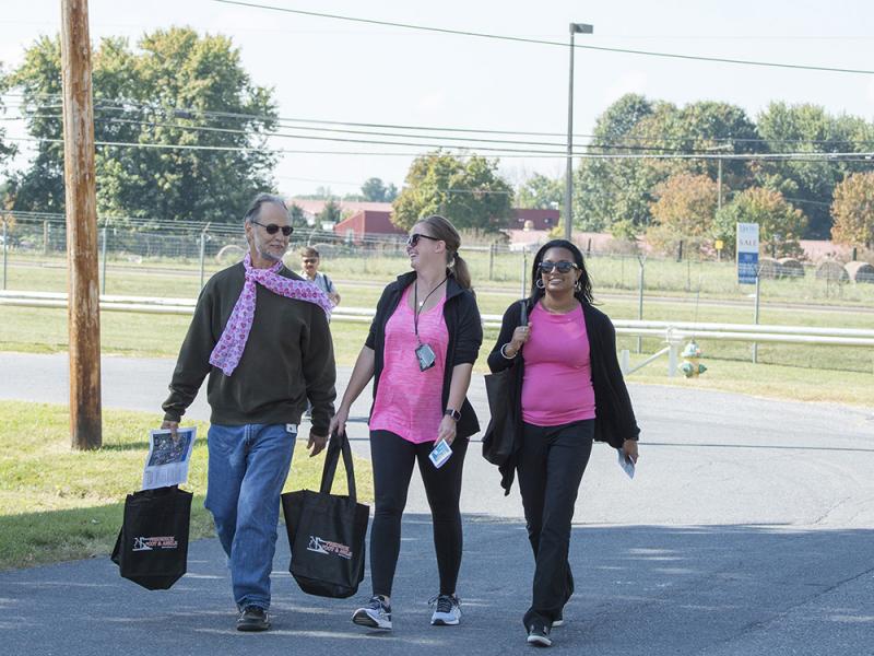 Almost everyone was decked out in pink for Breast Cancer Awareness Month. 