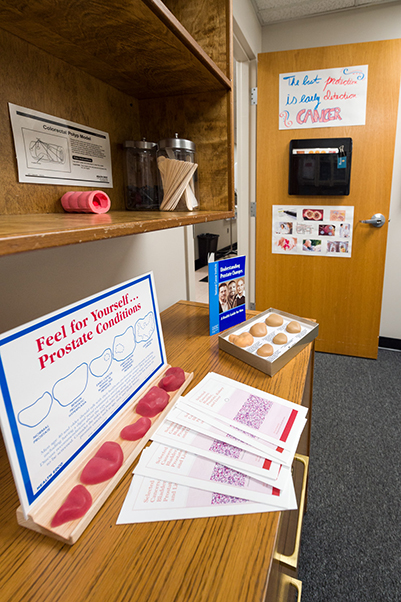 Prostate cancer is one of many subjects addressed in the cancer-themed room.