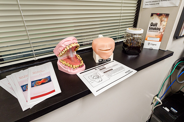 Another section of the cancer-themed room focuses on oral cancers and smoking.