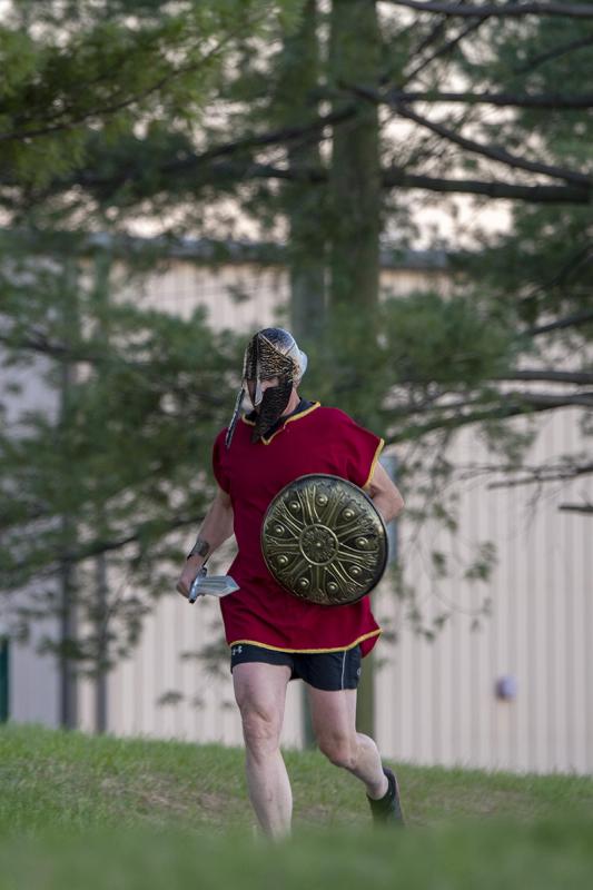 The spartan was one of the first to complete the course. 