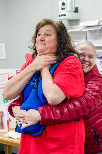 OHS staff taught people the Heimlich Maneuver at the Healthy Heart Fair.