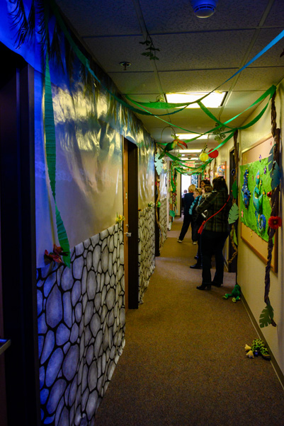 Employees explore the jungles of Hawaii in Building 310