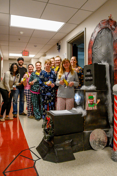 PHL employees donned their pajamas as part of their “PHL Express” decorations