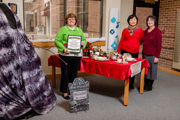 Members of the Scientific Library’s “Charles Dickens’ ‘A Christmas Carol’” team (Third Place, Small Areas & Offices)