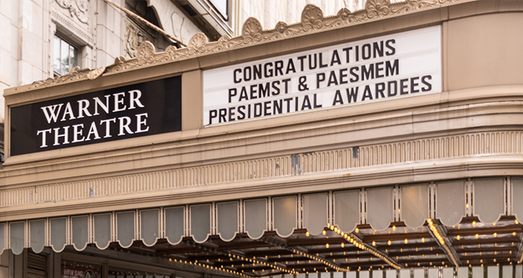 The Warner Theatre marquee announces the PAESMEM Awards