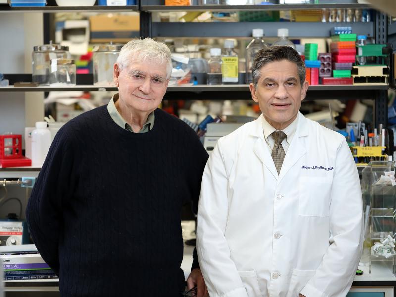 Ira Pastan, Ph.D., left, with Robert J. Kreitman, M.D., right.