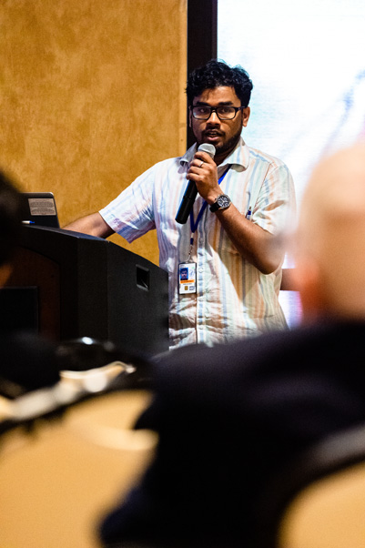Dipak Poria, Ph.D., postdoctoral fellow at NCI at Frederick, presents his studies on transcription factors.