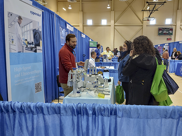 At the expo, attendees could meet with companies like Eppendorf, pictured here.
