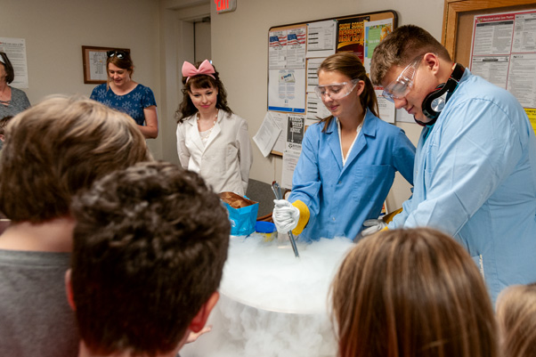 Across the hallway from the Science Room, the ever-popular liquid nitrogen ice cream drew a crowd eager for a treat on a hot summer day.