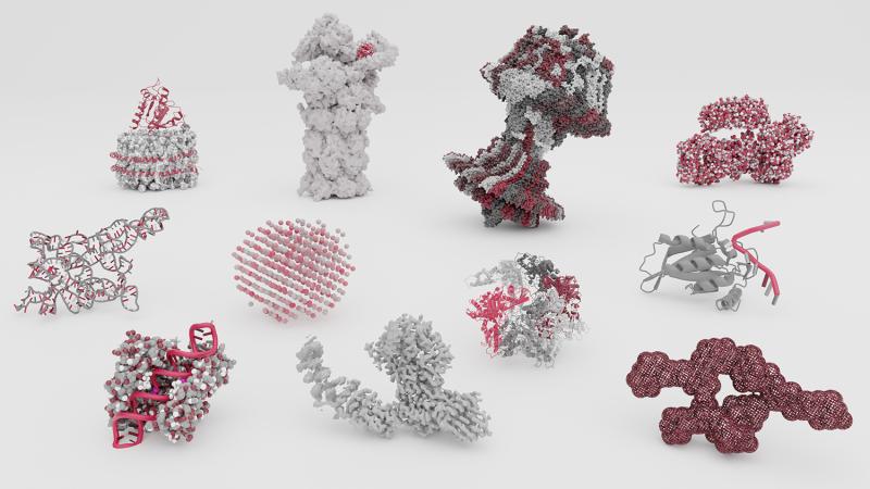 A collection of structures and models from members of the NCI’s Center for Structural Biology, colored and lit in Blender. Image Credit: Kailin Guo