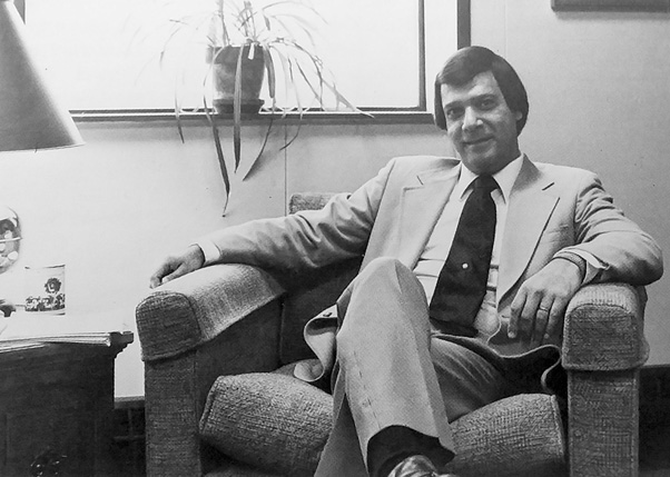 Dr. Michael Hanna poses in his office as director of FCRC, a position he held from 1979 to 1983. (1980 annual report)
