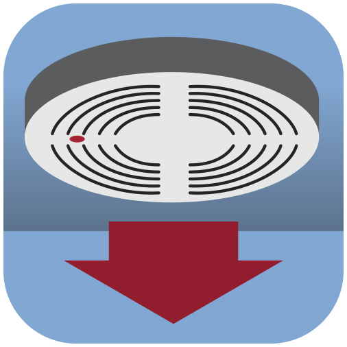 Image of a smoke detector. Click for more info about smoke detectors and fire safety.
