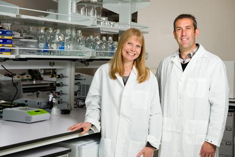 John Brognard, Ph.D., (right) pictured with Katherine Nyswaner, research biologist (left). 