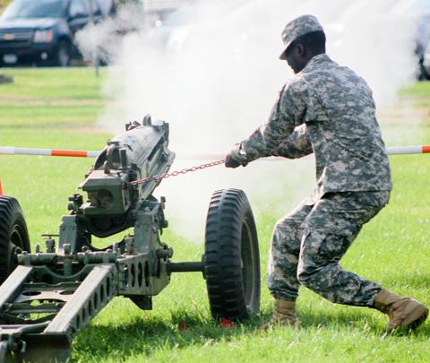 Cannon firing.