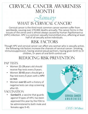 A poster about cervical cancer awareness month.