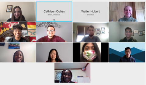 A group of WHK interns meeting virtually (image provided by Sophie Nielson).