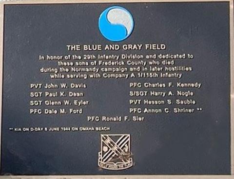 Plaque Honoring Nine Local Soldiers Lost in Normandy Campaign