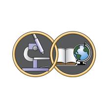 WHK logo including microscope, book, and globe