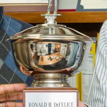 Close up of Defelice trophy