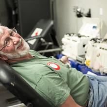 Man donating blood.