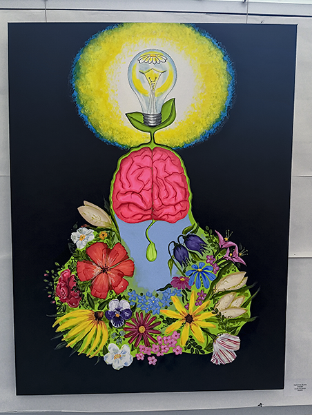 Kathryn Burke’s acrylic painting, Theory. (Photo by Victoria Brun.)