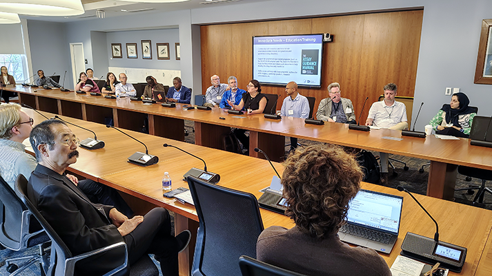 Six concurrent working group sessions challenged participants to devise solutions to reproducibility issues. Members of the Preclinical Drug Discovery group are pictured here. (Photo by Samuel Lopez)