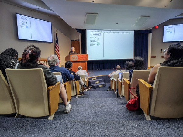 Margherita Rosati, Ph.D., outlined a preclinical regimen for experimental HIV vaccination. (Photo by Samuel Lopez.)