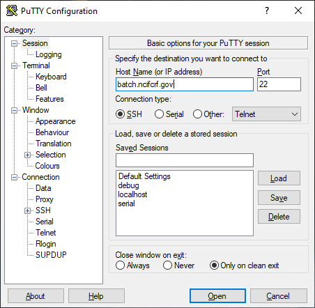 Host name for VNC connection